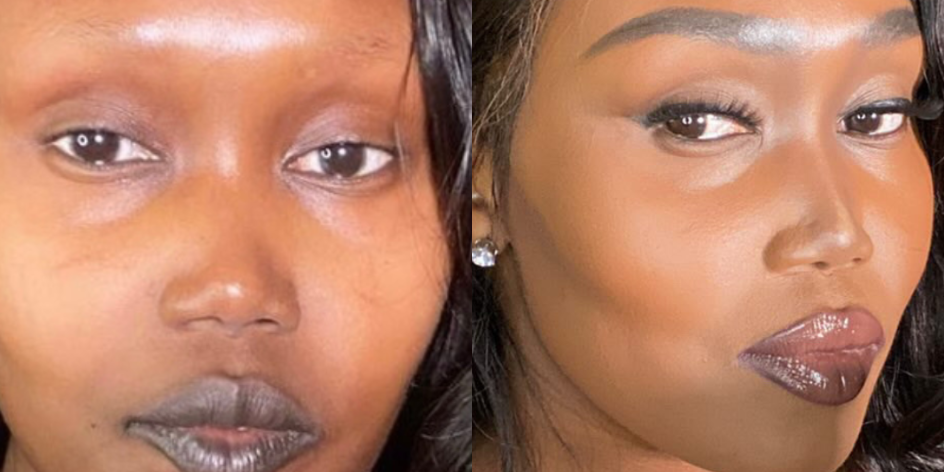 Shade 20 Captivate
"Side-by-side images of a model with medium skin and neutral undertones. The &